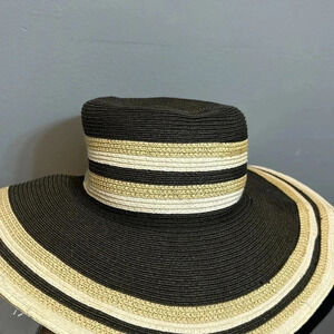 ‼️SALE‼️ Charter Club Women's Brown Tan Cream Wide Brim Beach Sun Hat cap